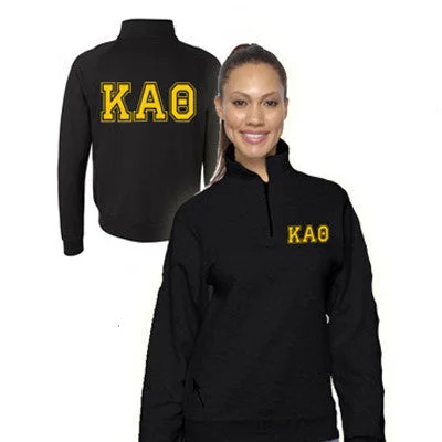 Women's Sweatshirts with Warm Lining -Sorority Quarter-Zip Pullover, Printed Varsity Letters - Jerzees 995M - CAD Women's Sweatshirts with Warm Lining -Sorority Quarter-Zip Pullover, Printed Varsity Letters - Jerzees 995M - CAD
