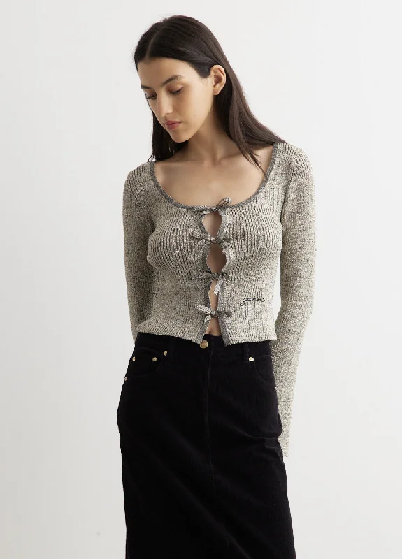 Women's Blouses with Bell Sleeves -Sparkle Rib Blouse