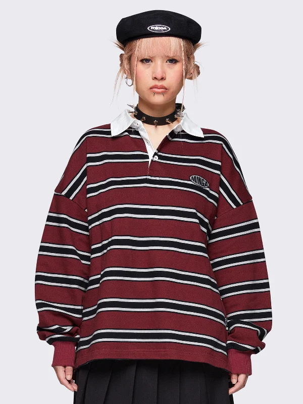 Women's Sweatshirts for Home or Gym Use -Spencer Striped Polo