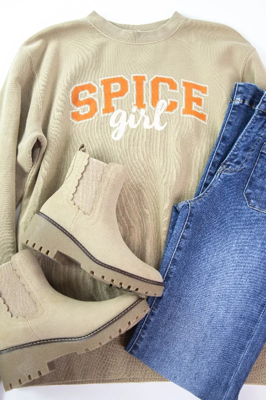 Women's Sweatshirts for Winter Road Trips -Spice Girl Graphic Sweatshirt, Sandstone