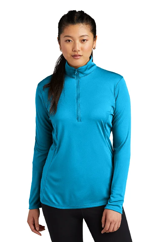 Women's Sweatshirts with Detailed Stitching -Sport-Tek Womens Competitor Moisture Wicking 1/4 Zip Sweatshirt - Atomic Blue