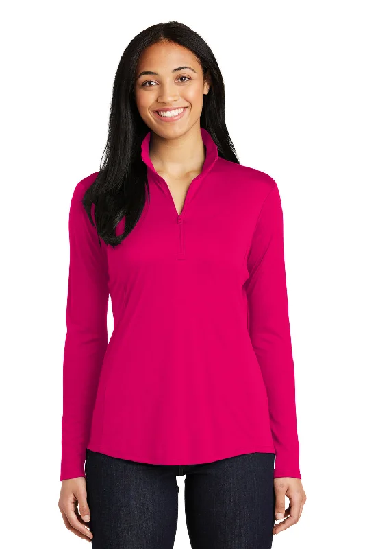 Women's Sweatshirts for Street Fashion -Sport-Tek Womens Competitor Moisture Wicking 1/4 Zip Sweatshirt - Raspberry Pink - Closeout