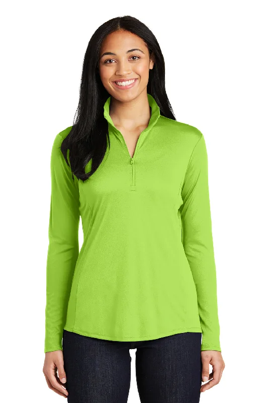 Women's Sweatshirts with Customizable Fit -Sport-Tek Womens Competitor Moisture Wicking 1/4 Zip Sweatshirt - Lime Shock Green - Closeout
