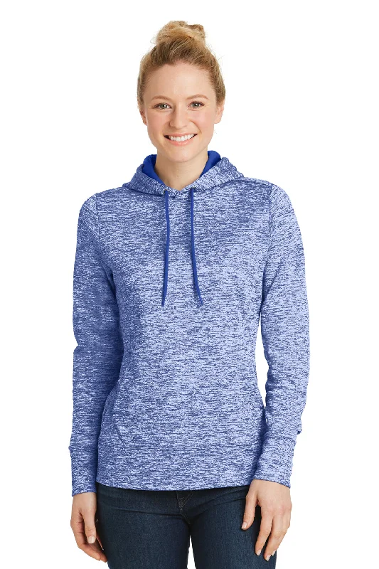 Women's Sweatshirts with Relaxed Styling -Sport-Tek Womens Electric Heather Moisture Wicking Fleece Hooded Sweatshirt Hoodie - True Royal Blue Electric - Closeout