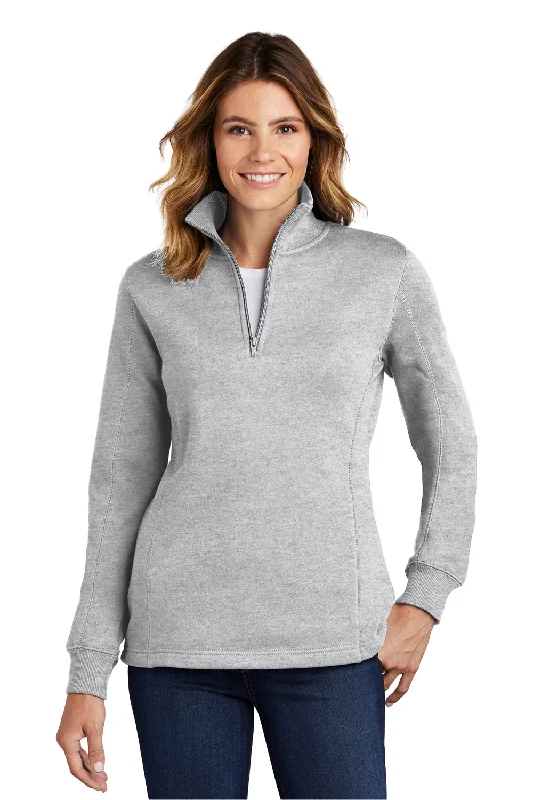 Women's Sweatshirts with Smooth Fabric -Sport-Tek Womens Shrink Resistant Fleece 1/4 Zip Sweatshirt - Heather Grey