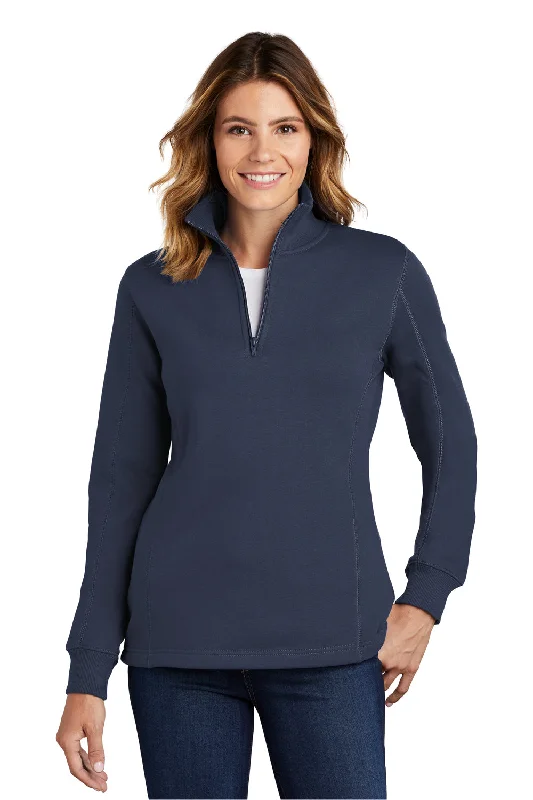 Women's Sweatshirts for Every Day in Fall -Sport-Tek Womens Shrink Resistant Fleece 1/4 Zip Sweatshirt - True Navy Blue Women's Sweatshirts for Every Day in Fall -Sport-Tek Womens Shrink Resistant Fleece 1/4 Zip Sweatshirt - True Navy Blue