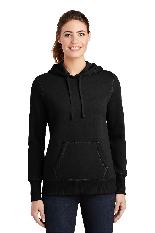 Women's Sweatshirts with Layered Look for Fall -Sport-Tek Womens Shrink Resistant Fleece Hooded Sweatshirt Hoodie - Black