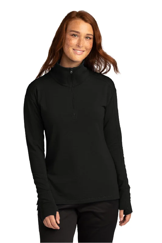 Women's Sweatshirts with Bold Branding -Sport-Tek Womens Flex Fleece Moisture Wicking 1/4 Zip Sweatshirt - Black Women's Sweatshirts with Bold Branding -Sport-Tek Womens Flex Fleece Moisture Wicking 1/4 Zip Sweatshirt - Black