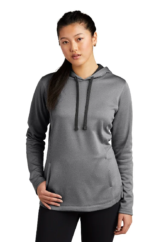Women's Sweatshirts for Trendy Layering -Sport-Tek Womens Heather Sport-Wick Moisture Wicking Fleece Hooded Sweatshirt Hoodie - Heather Black