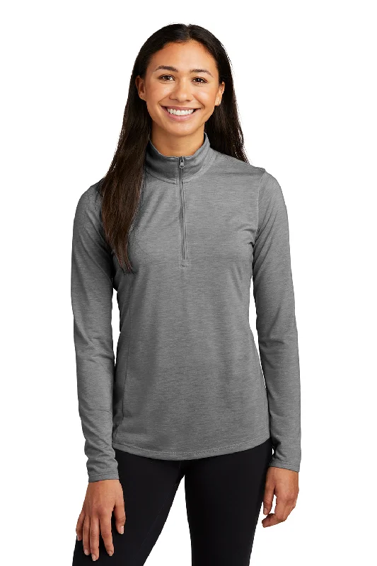 Women's Sweatshirts with Hoodie for Extra Comfort -Sport-Tek Womens Moisture Wicking 1/4 Zip Sweatshirt - Heather Dark Grey