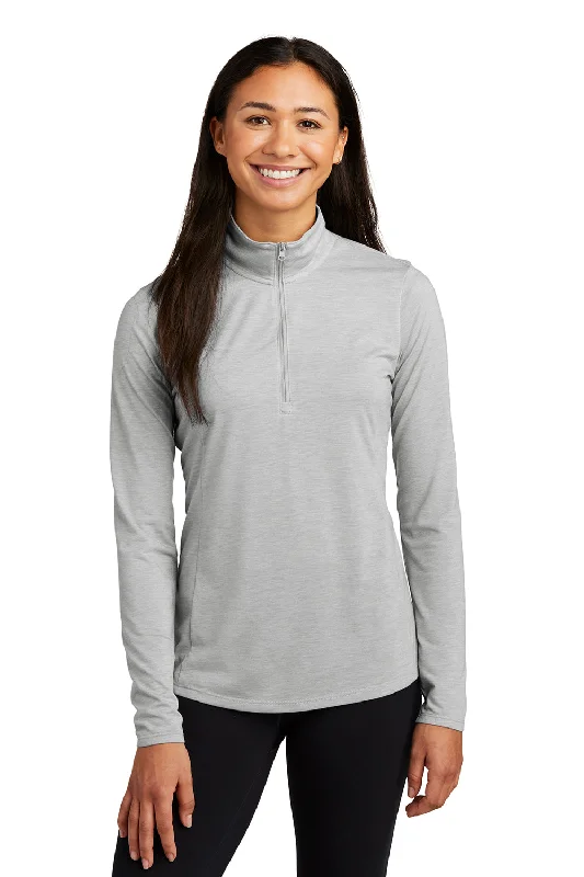 Women's Sweatshirts with Seamless Design -Sport-Tek Womens Moisture Wicking 1/4 Zip Sweatshirt - Heather Light Grey