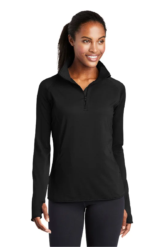 Women's Sweatshirts for Post-Workout Comfort -Sport-Tek Womens Sport-Wick Moisture Wicking 1/4 Zip Sweatshirt - Black