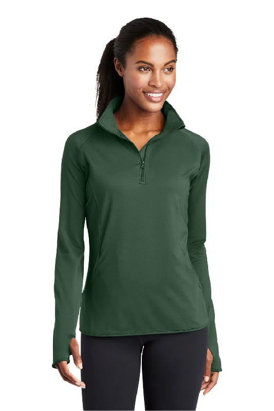 Women's Sweatshirts for Office-to-Gym Wear -Sport-Tek Womens Sport-Wick Moisture Wicking 1/4 Zip Sweatshirt - Forest Green