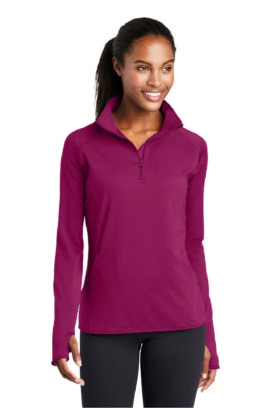Women's Sweatshirts with Modern Prints -Sport-Tek Womens Sport-Wick Moisture Wicking 1/4 Zip Sweatshirt - Pink Rush