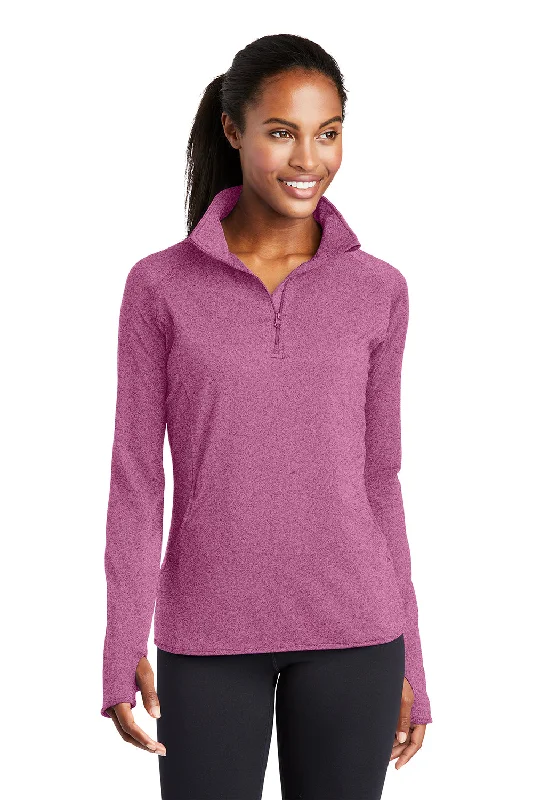 Women's Sweatshirts for Relaxing at the Park -Sport-Tek Womens Sport-Wick Moisture Wicking 1/4 Zip Sweatshirt - Heather Pink Rush