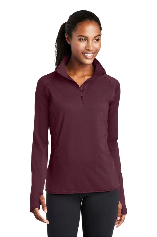 Women's Sweatshirts for Fitness and Running -Sport-Tek Womens Sport-Wick Moisture Wicking 1/4 Zip Sweatshirt - Maroon Women's Sweatshirts for Fitness and Running -Sport-Tek Womens Sport-Wick Moisture Wicking 1/4 Zip Sweatshirt - Maroon