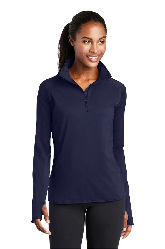 Women's Sweatshirts for Workout Layering -Sport-Tek Womens Sport-Wick Moisture Wicking 1/4 Zip Sweatshirt - True Navy Blue