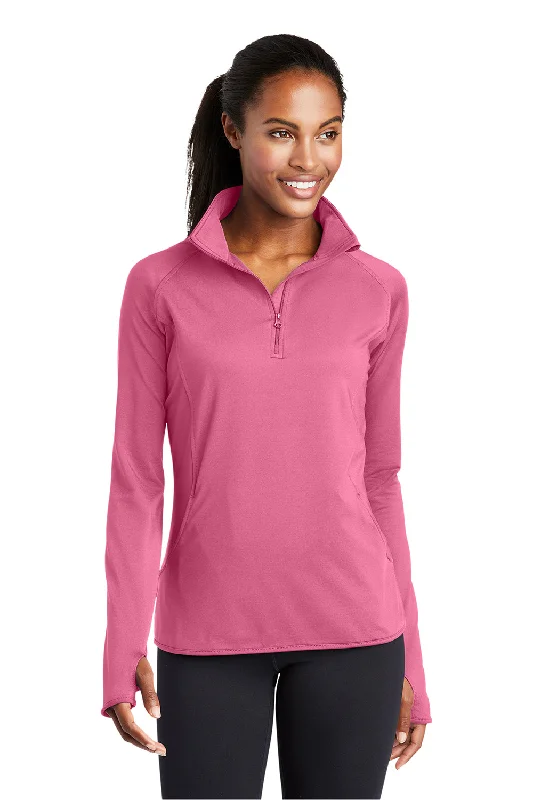 Women's Sweatshirts with Soft Material -Sport-Tek Womens Sport-Wick Moisture Wicking 1/4 Zip Sweatshirt - Dusty Rose Pink