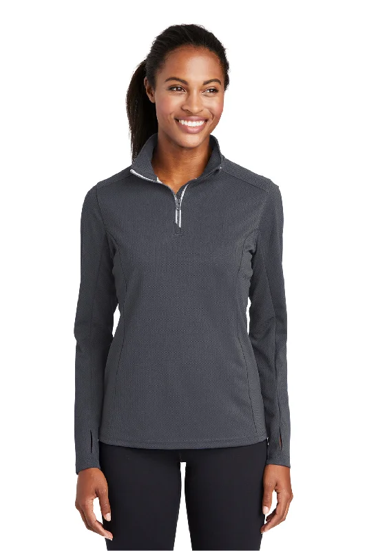 Women's Sweatshirts with Ribbed Cuffs -Sport-Tek Womens Sport-Wick Moisture Wicking 1/4 Zip Sweatshirt - Iron Grey Women's Sweatshirts with Ribbed Cuffs -Sport-Tek Womens Sport-Wick Moisture Wicking 1/4 Zip Sweatshirt - Iron Grey
