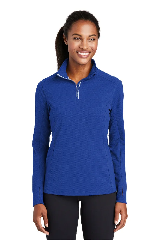 Women's Sweatshirts for Winter Layers -Sport-Tek Womens Sport-Wick Moisture Wicking 1/4 Zip Sweatshirt - True Royal Blue
