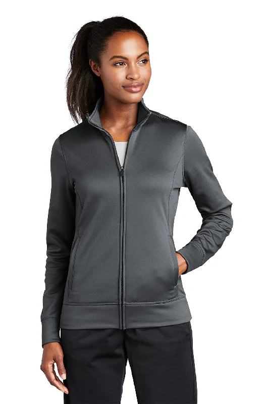 Women's Sweatshirts with Statement Slogans -Sport-Tek Womens Sport-Wick Moisture Wicking Fleece Full Zip Sweatshirt - Dark Smoke Grey
