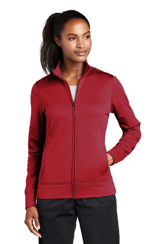 Women's Sweatshirts with Casual Style for Day Trips -Sport-Tek Womens Sport-Wick Moisture Wicking Fleece Full Zip Sweatshirt - Deep Red