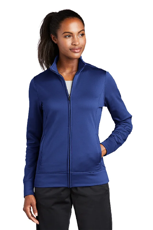 Women's Sweatshirts with Statement Graphics -Sport-Tek Womens Sport-Wick Moisture Wicking Fleece Full Zip Sweatshirt - True Royal Blue