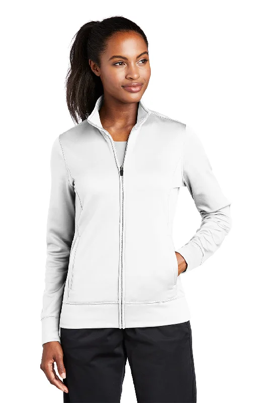 Women's Sweatshirts for Cool and Trendy Outfits -Sport-Tek Womens Sport-Wick Moisture Wicking Fleece Full Zip Sweatshirt - White Women's Sweatshirts for Cool and Trendy Outfits -Sport-Tek Womens Sport-Wick Moisture Wicking Fleece Full Zip Sweatshirt - White