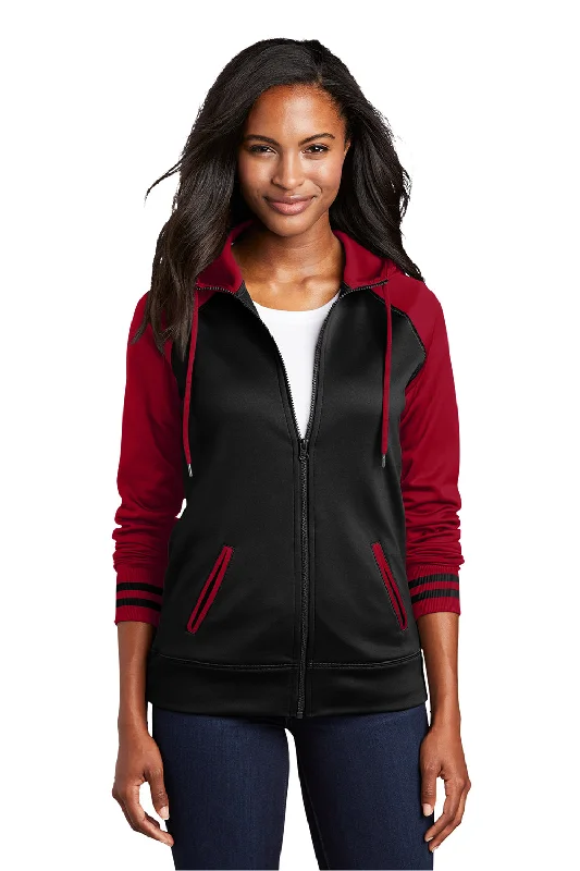 Women's Sweatshirts for Busy Days -Sport-Tek Womens Sport-Wick Moisture Wicking Fleece Hooded Sweatshirt Hoodie - Black/Deep Red