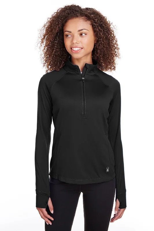 Women's Sweatshirts with Animal Motif -Spyder Womens Freestyle 1/4 Zip Sweatshirt - Black