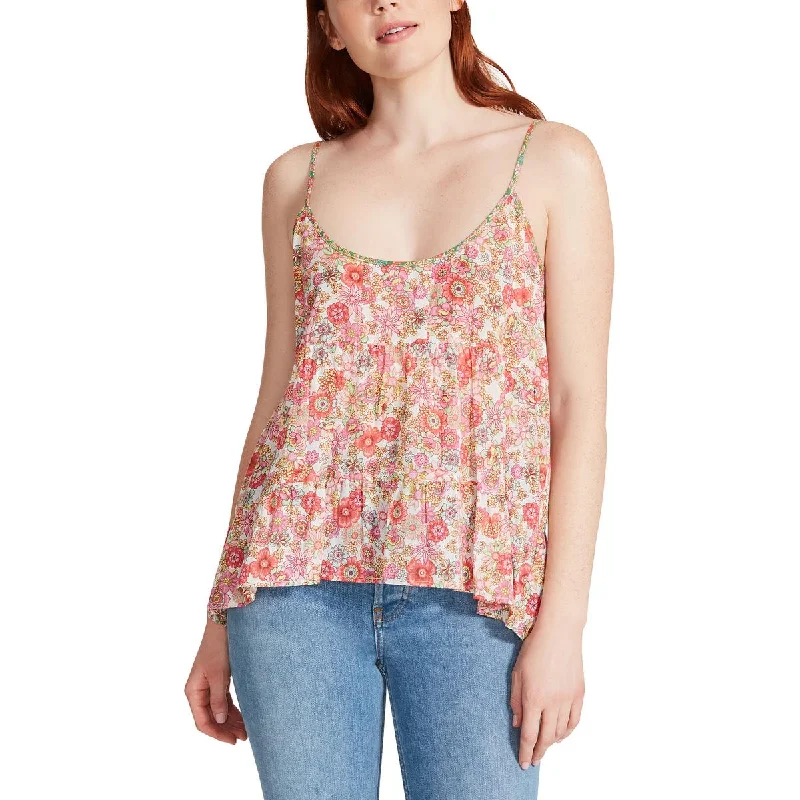 Women's Lightweight Sleeveless Tops for Spring -Steve Madden Womens Marigold Cotton Gathered Tank Top Women's Lightweight Sleeveless Tops for Spring -Steve Madden Womens Marigold Cotton Gathered Tank Top