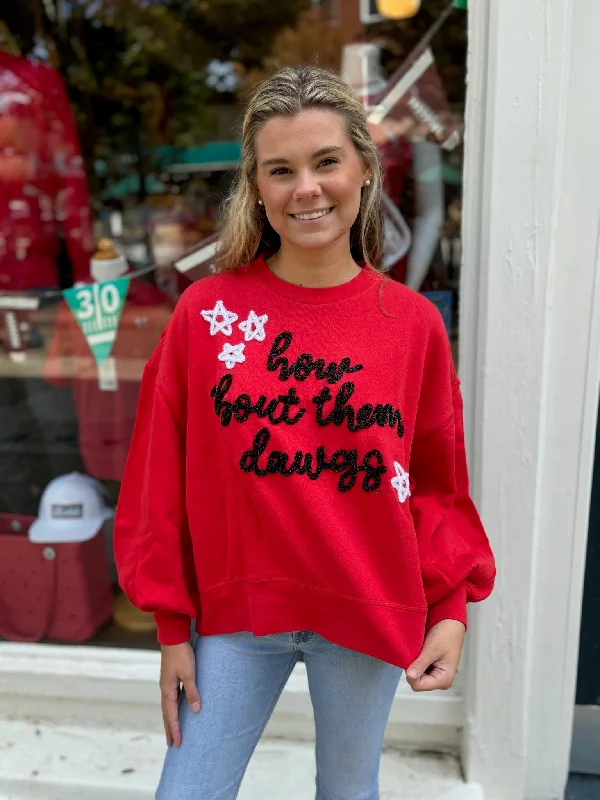 Women's Sweatshirts for Weekend Relaxation -Glitter Script Balloon Pullover Dawgs
