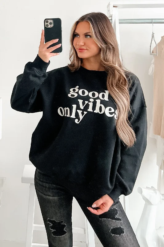 Women's Sweatshirts for Casual Office Look -Sunshine State Of Mind Oversized Embroidered Sweatshirt (Black)