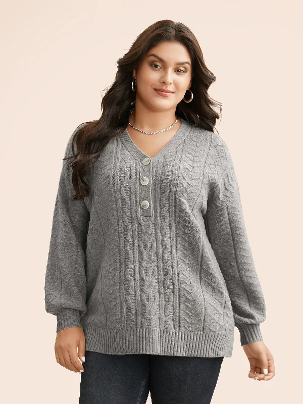 Women's Plain Knit Pullovers Sweater-Supersoft Essentials Cable Knit Button Up Pullover Women's Plain Knit Pullovers Sweater-Supersoft Essentials Cable Knit Button Up Pullover