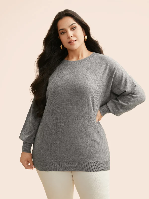 Women's Color Block Wool Pullovers Sweater-Supersoft Essentials Dolman Sleeves Pullover