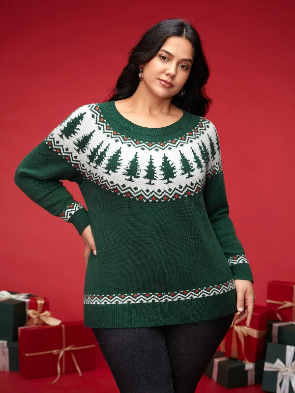 Women's Pullovers Sweater with Front Design-Supersoft Essentials Festive Knit Pullover Women's Pullovers Sweater with Front Design-Supersoft Essentials Festive Knit Pullover