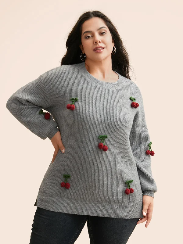 Women's Pullovers Sweater for Stylish Comfort-Supersoft Essentials Stereo Cherry Design Pullover Women's Pullovers Sweater for Stylish Comfort-Supersoft Essentials Stereo Cherry Design Pullover