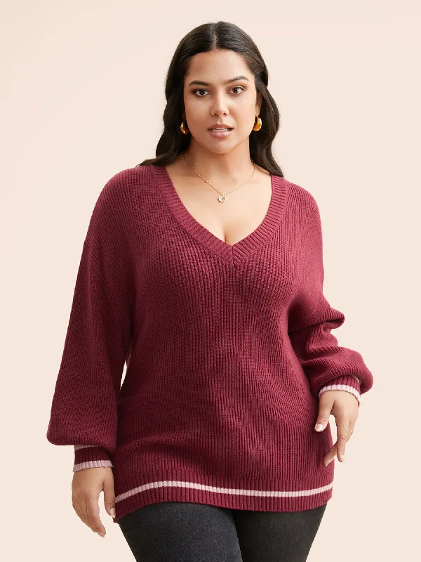 Women's Soft Cashmere Pullover Sweater for Winter-Supersoft Essentials V Neck Contrast Trim Pullover Women's Soft Cashmere Pullover Sweater for Winter-Supersoft Essentials V Neck Contrast Trim Pullover