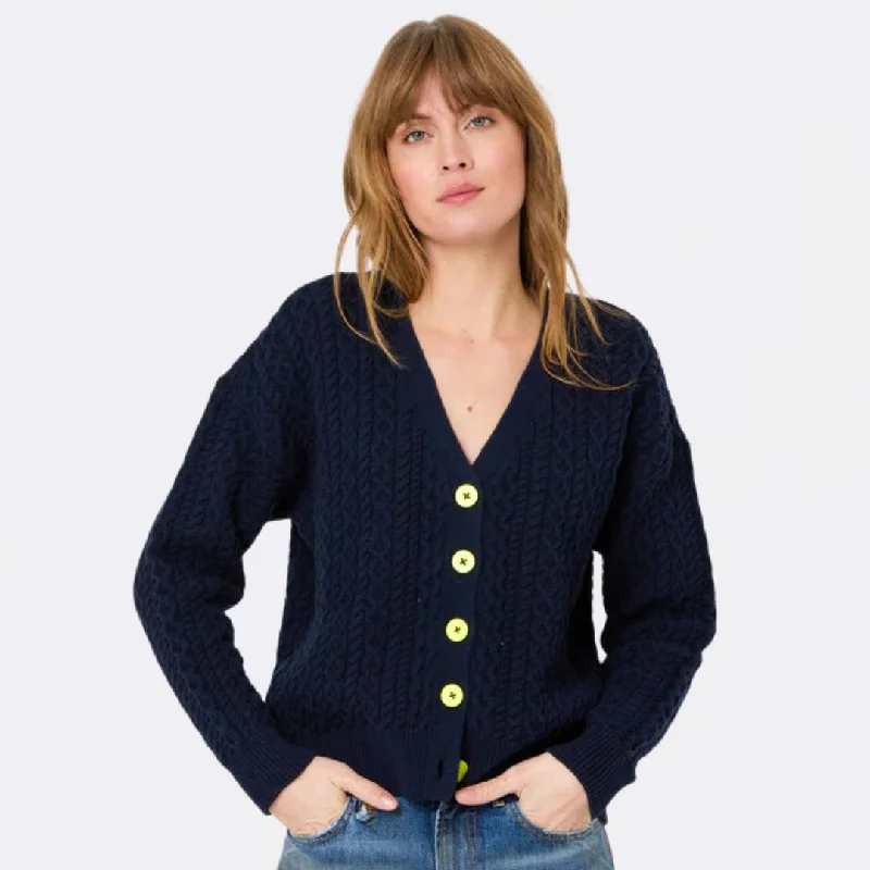 Knit Tops with Sleek Design-Suzanne Just Add Love Cardigan (Indigo)