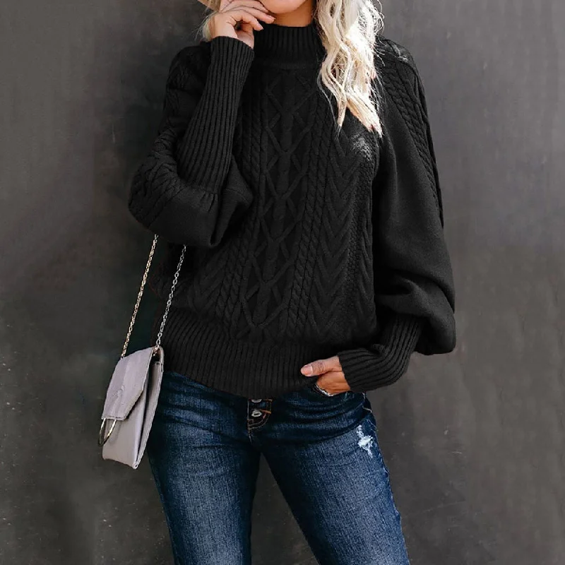 Women's Casual Pullovers Sweater with Turtle Neck-Sweater Long Sleeve Autumn Winter New Twist Knit Pullover Temperament Commute Round Neck Solid Color Women's Casual Pullovers Sweater with Turtle Neck-Sweater Long Sleeve Autumn Winter New Twist Knit Pullover Temperament Commute Round Neck Solid Color