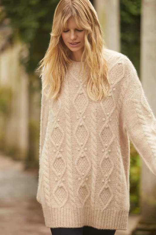 Knit Tops for Casual Comfort-Sylvie Cable Longline Jumper
