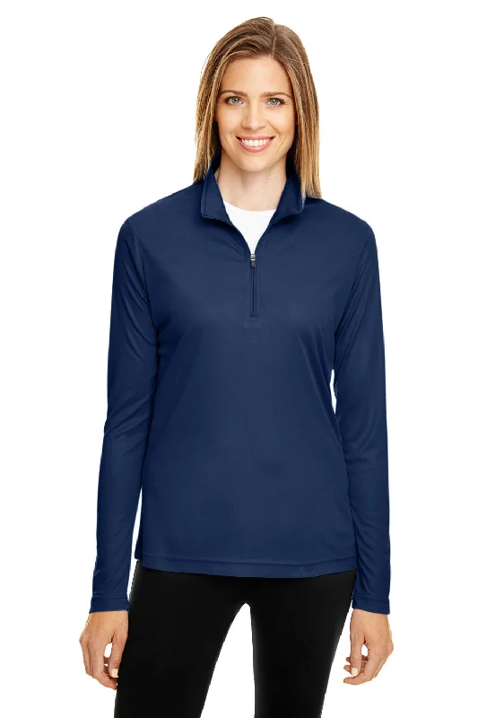 Women's Sweatshirts with Chic Designs for Date Nights -Team 365 Womens Zone Performance Moisture Wicking 1/4 Zip Sweatshirt - Dark Navy Blue Women's Sweatshirts with Chic Designs for Date Nights -Team 365 Womens Zone Performance Moisture Wicking 1/4 Zip Sweatshirt - Dark Navy Blue