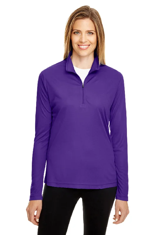 Women's Sweatshirts for Cozy Winter Wear -Team 365 Womens Zone Performance Moisture Wicking 1/4 Zip Sweatshirt - Purple Women's Sweatshirts for Cozy Winter Wear -Team 365 Womens Zone Performance Moisture Wicking 1/4 Zip Sweatshirt - Purple