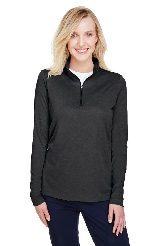 Women's Sweatshirts with Versatile Fit -Team 365 Womens Zone Sonic Performance Moisture Wicking 1/4 Zip Sweatshirt - Heather Black