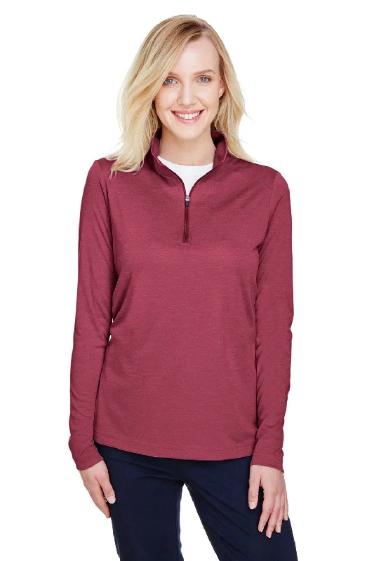 Women's Sweatshirts with Chic and Simple Design -Team 365 Womens Zone Sonic Performance Moisture Wicking 1/4 Zip Sweatshirt - Heather Maroon