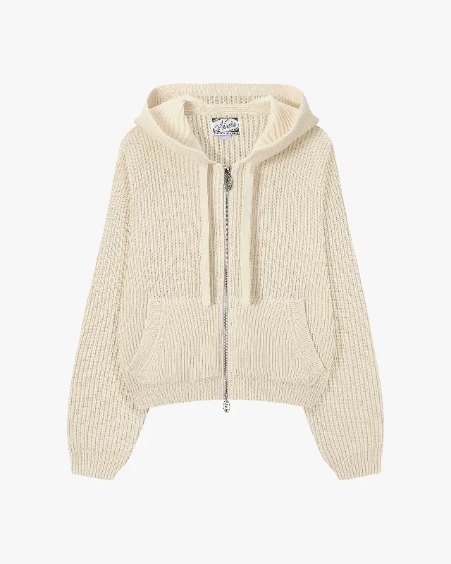 Chic Knit Sweater for Women -KNIT ZIPPER MARSHMALLOW