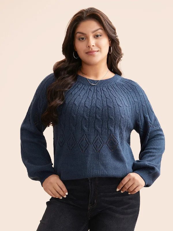 Women's Pullovers Sweater with Long Sleeves-Texture Cable Knit Lantern Sleeve Pullover Women's Pullovers Sweater with Long Sleeves-Texture Cable Knit Lantern Sleeve Pullover