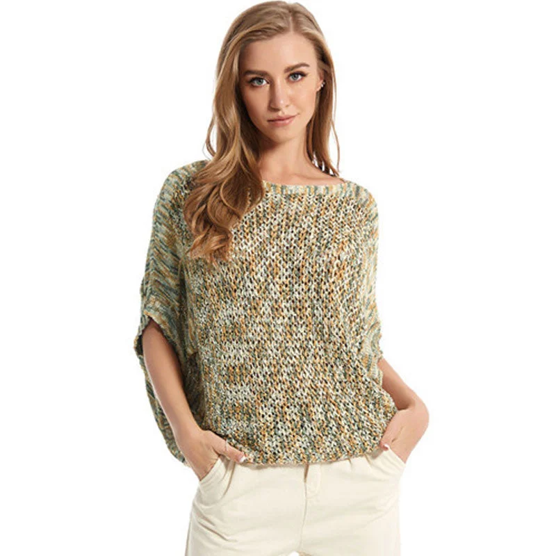 Women's Pullovers Sweater for Winter Warmth-Textured Dolman Short Sleeve Boat Neck Marled Knit Pullover Sweater Women's Pullovers Sweater for Winter Warmth-Textured Dolman Short Sleeve Boat Neck Marled Knit Pullover Sweater