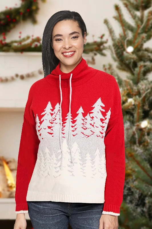 Women's Striped Pullovers Sweater-Thalia Tree Eco Cotton High neck/Funnel Pullover Sweater Women's Striped Pullovers Sweater-Thalia Tree Eco Cotton High neck/Funnel Pullover Sweater