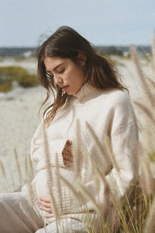 Knit Tops with Waffle Knit Texture-The Cashmere Carmel Sweater // Moon